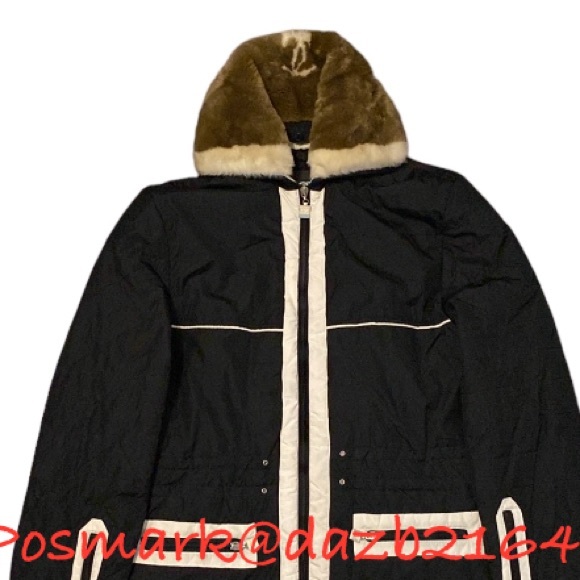 CHNEL  France Made Vintage Fur Collar Black White Jacket Size XL - Picture 15 of 15